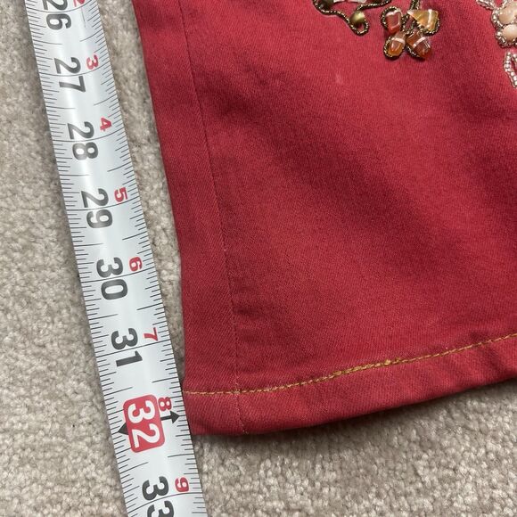 Jacaranda woman’s size 9 jeans Nwt beaded floral details studded bootcut Red - Picture 5 of 10